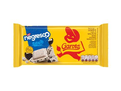 CHOCOLATE BRANCO NEGRESCO COM BISCOITO GAROTO PACOTE 80 G