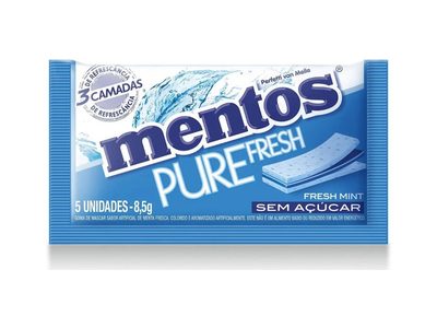 CHICLETE CHICLE MENTOS PURE FRESH MINT SEM AÇUCAR - UNIDADE