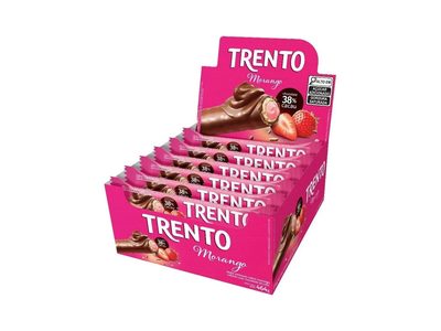 CHOCOLATE TRENTO WAFER MORANGO 29G - EMBALAGEM COM 16 UNIDAD