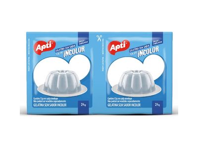GELATINA SEM SABOR EM PÓ INCOLOR APTI SEM GLÚTEN 24G