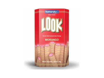 BISCOITO WAFER RECHEADO MORANGO LOOK 55 G